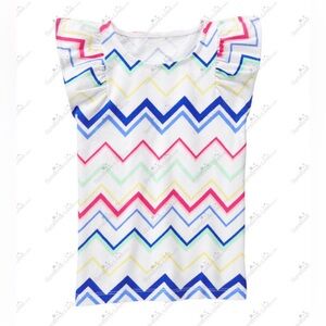 Girls Gymboree Chevron Striped Mix & Match  Cotton Top Ruffle Sleeves size L